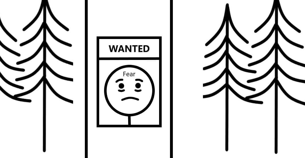 Fear on a most wanted poster in the forest