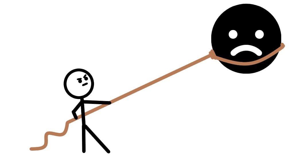 A person holding on to unhappiness