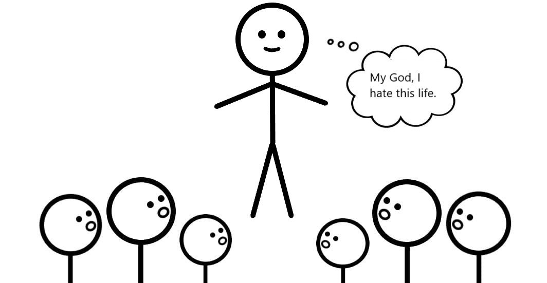 A person being celebrated by other people and hating it