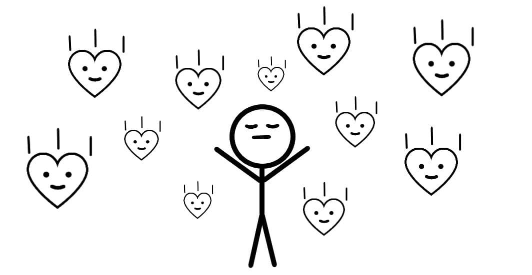 A person being showered by love