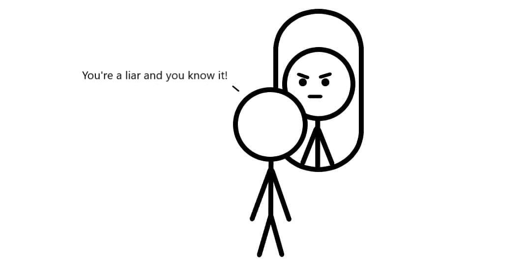 A person looking into a mirror being honest with themselves