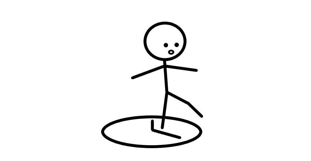 A person stepping out of time