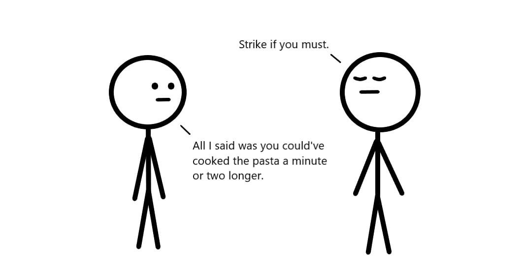 A person telling another person to strike him
