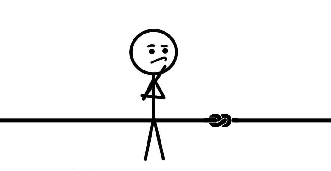 One person wondering about how to untie a knot in an infinite rope