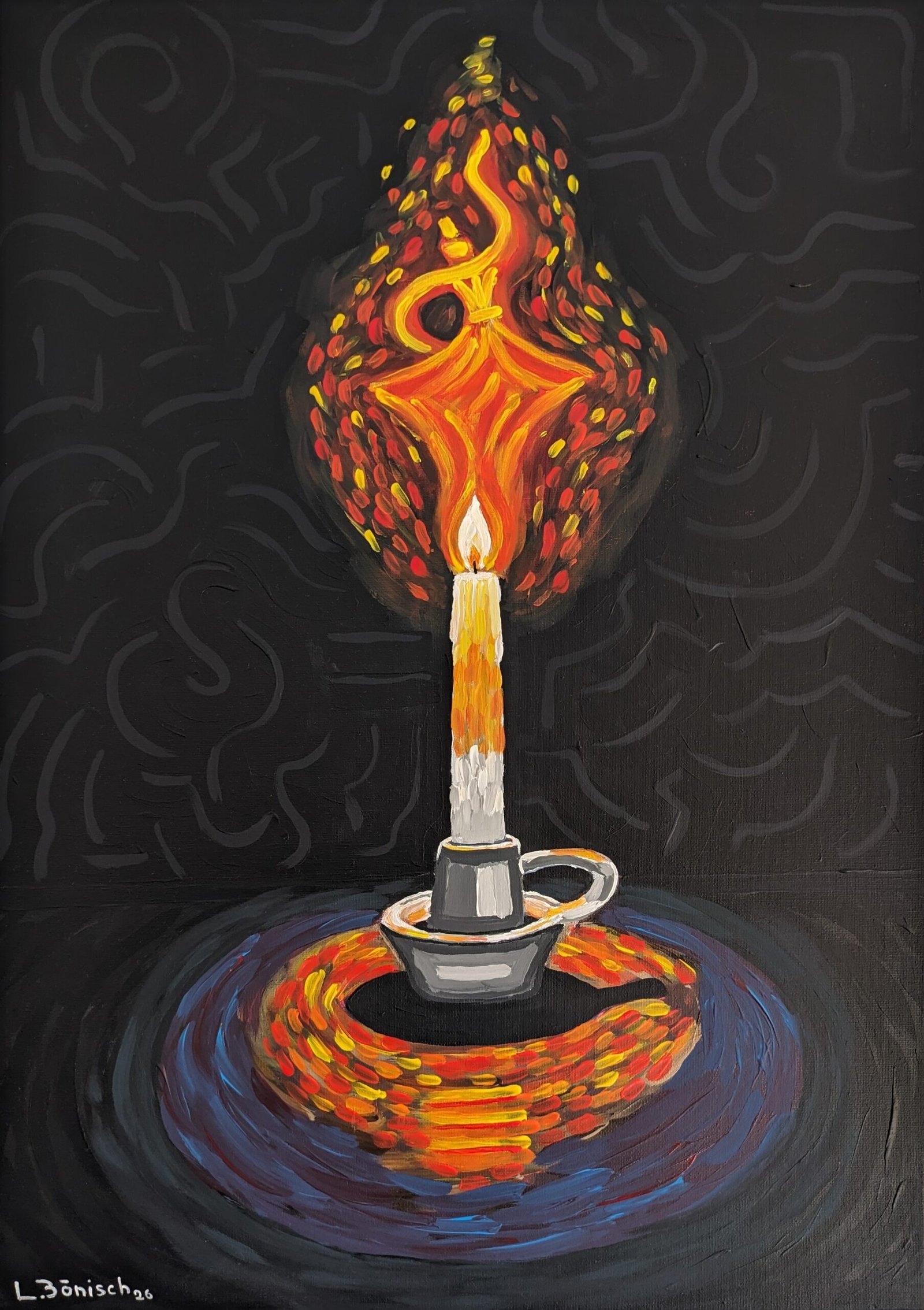 Dancing Flame -- acrylic painting